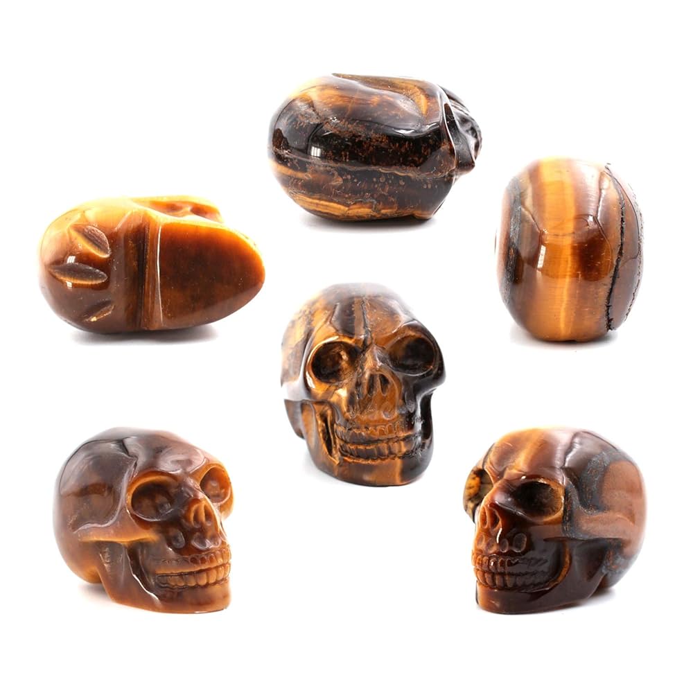 Amazon.co.jp: スカル タイガーアイ 虎目石 骸骨 彫刻 ドクロ